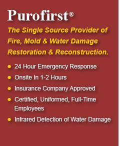 Purofirst: The Single Source Provider of Fire, Mold & Water Damage Restoration & Reconstruction. 24 Hour Emergency Response. Onsite In 1-2 Hours. Insurance Copany Approved. Certified, Uniformed, Full-Time Employees. Infrared Detection of Water Damage.